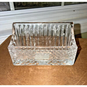 Hand cut crystal business card holder by Godinger, "Crystal legends";shabby chic